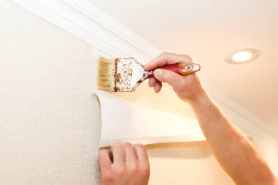 Pose de papier peint à Ustou — revêtements muraux et toiles de verre